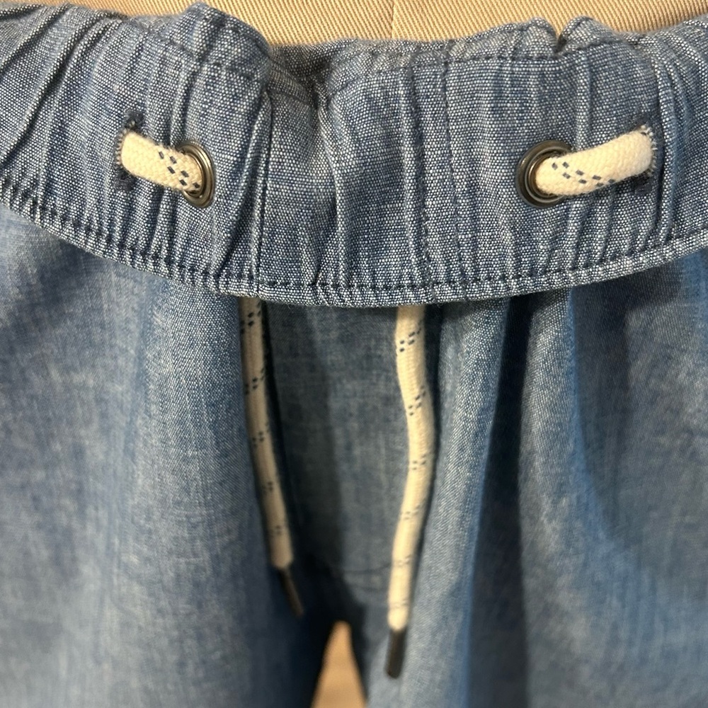 Faherty Light Blue Denim Drawstring Logo Shorts: … - image 6